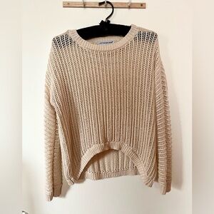 Cream Knit Cotton Emporium Sweater, Size Medium